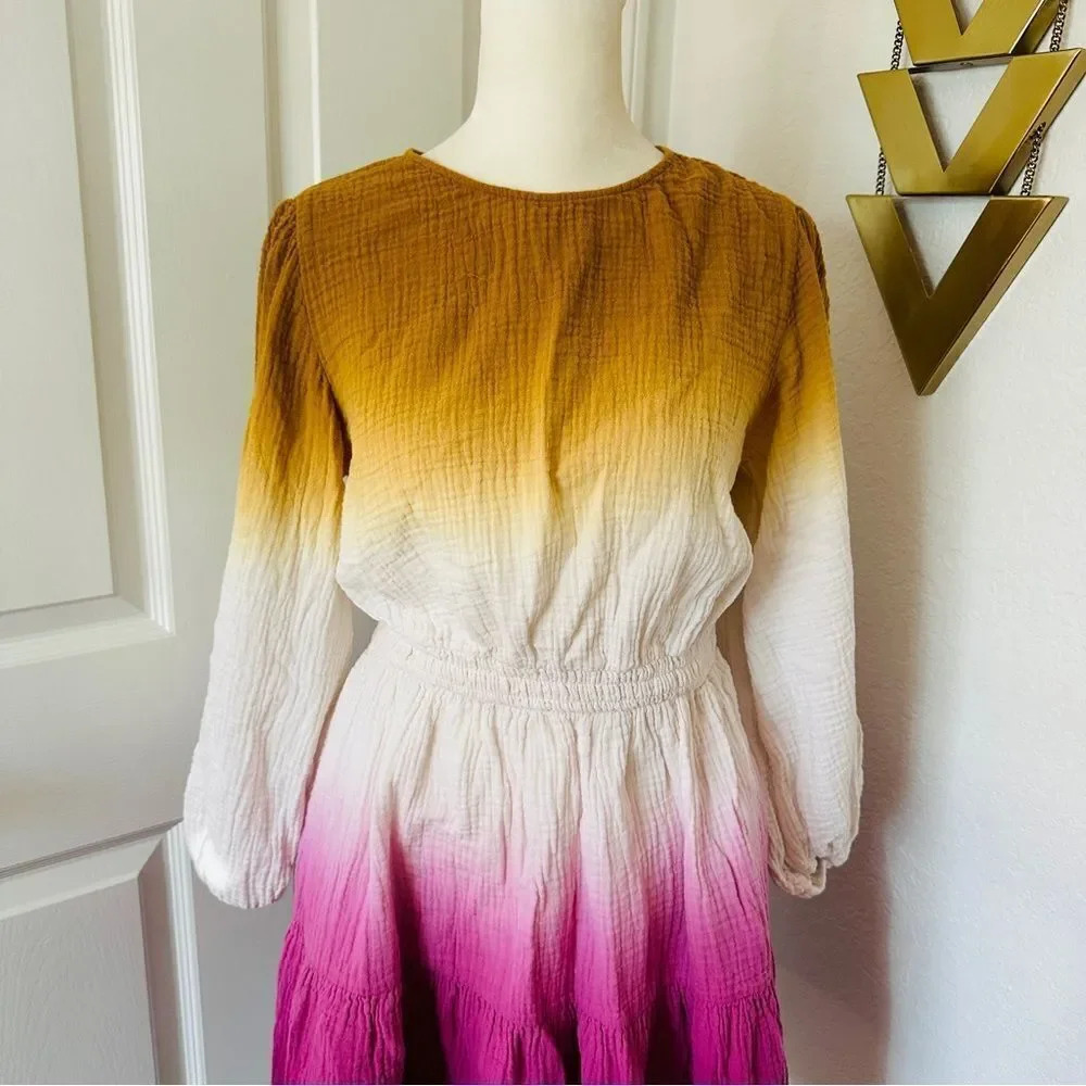 Universal Thread Ombré Colorful Long Sleeve Skater Dress - Picture 2 of 10